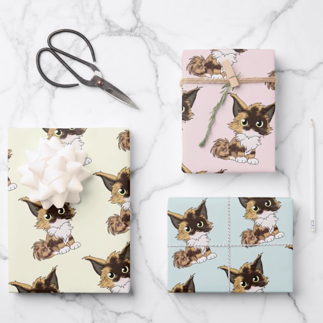 Maine coon cat wrapping paper sheets (Front)