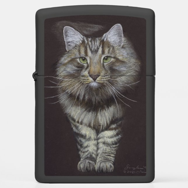 Maine Coon Cat Zippo Lighter (Front)