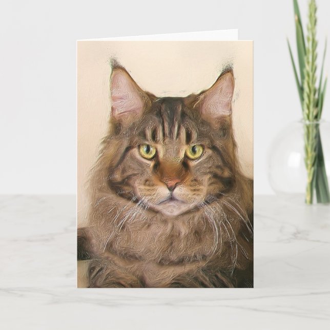 Maine coon Cats greeting card (Front)