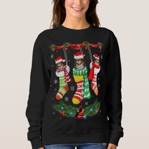 Maine Coon Cats Inside Noel Socks Merry Christmas  Sweatshirt