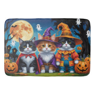 Maine Coon Cats Pumpkin Halloween Funny Bath Mat