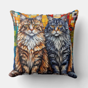 Maine Coon Cats Throw Pillow