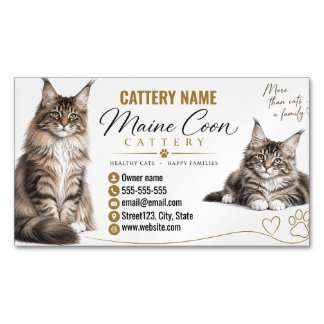 Maine Coon Cattery Cat Breeder Business Card Magnet