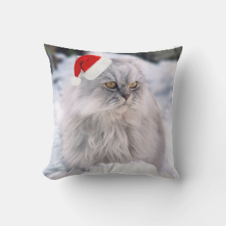 Maine Coon Christmas Cat In Snow Throw Pillow
