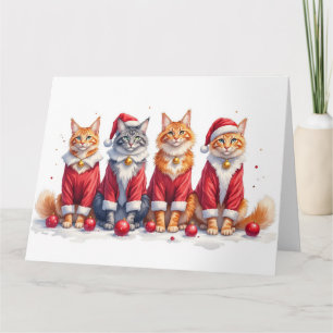 Maine Coon Christmas Dress Santa Hat Card