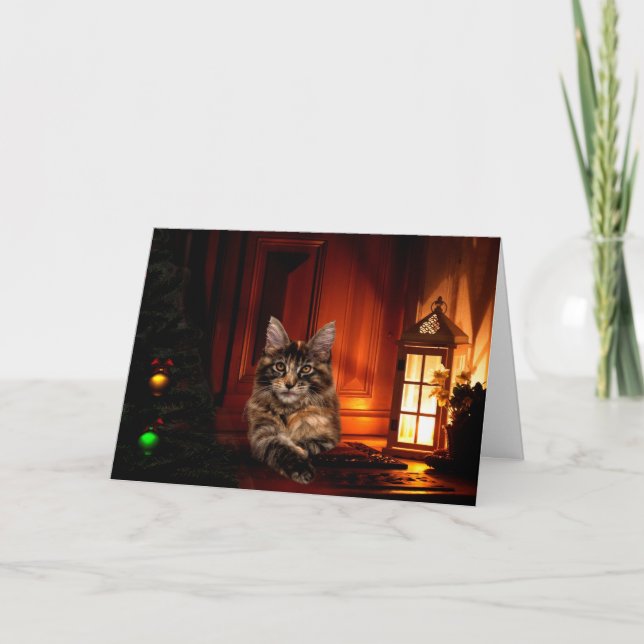 Maine Coon Christmas Holiday Card (Front)