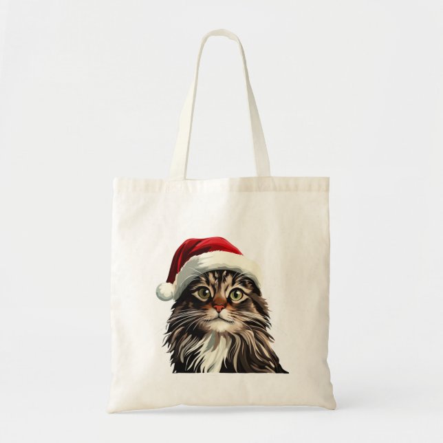 Maine coon, CHRISTMAS, kitty cat, kitty presents Tote Bag (Front)