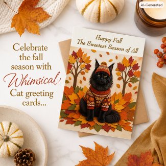 Maine Coon Cute Cat  Fall Leaves Autumn Family
