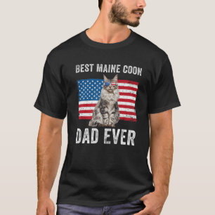 Maine Coon Dad American Flag Cat Lover Owner Kitty T-Shirt