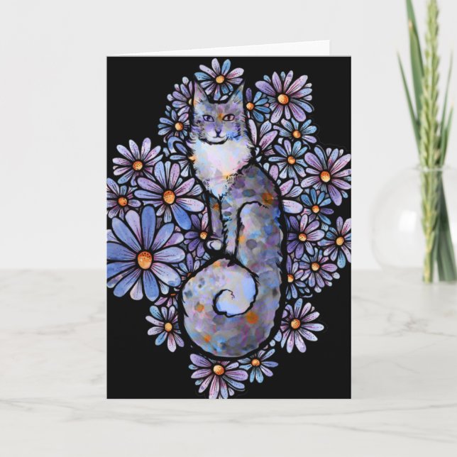 Maine Coon Dilute Calico Cat Purple                Card (Front)