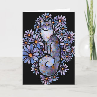 Maine Coon Dilute Calico Cat Purple                Card