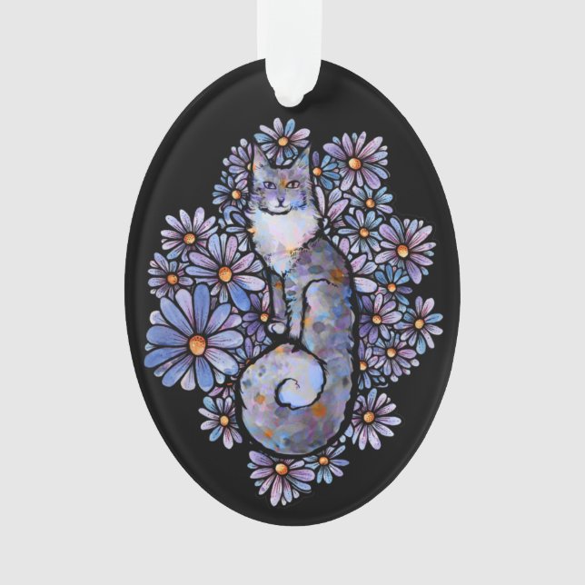 Maine Coon Dilute Calico Cat Purple                Ornament (Front)