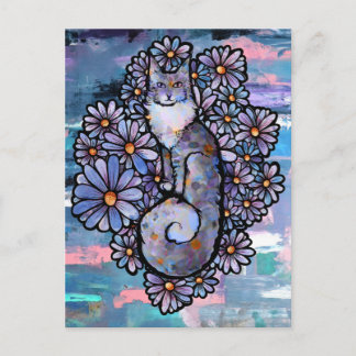 Maine Coon Dilute Calico Cat Purple                Postcard