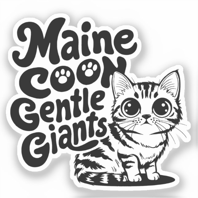 Maine Coon Gentle Giants Cat Sticker (Front)