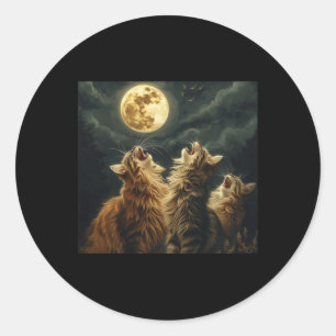 Maine Coon Howl At Moon Cat Lover Classic Round Sticker