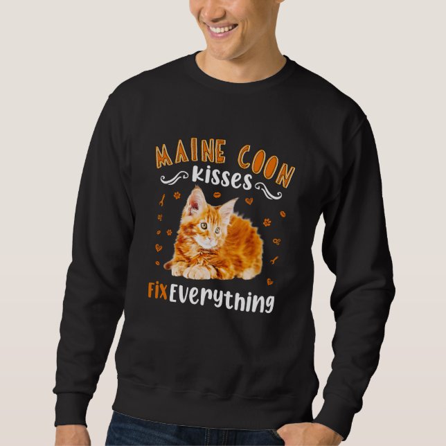 Maine Coon Kisses Fix Everything, Cute Maine Coon  Sweatshirt (Front)