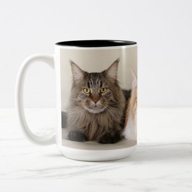 Maine Coon  Kitty Cat Two-Tone Coffee Mug (Left)