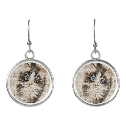 Maine Coon Kitty music Earrings