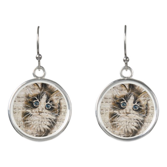 Maine Coon Kitty music Earrings (Front)