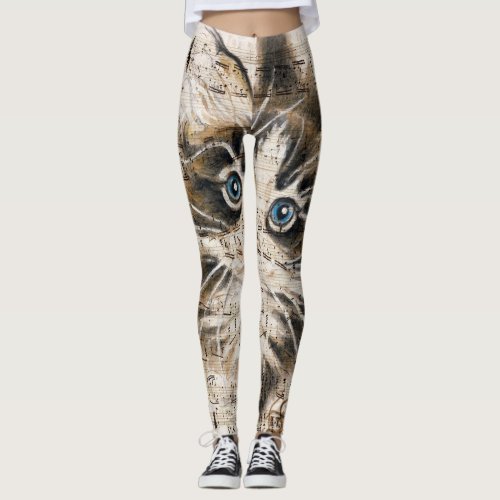 Maine Coon Kitty music Leggings