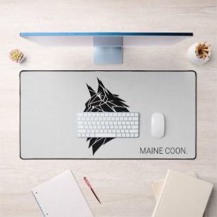 Maine Coon Majestic Silhouette Modern Desk Mat