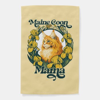Maine Coon Mama Mainecoon Cat Art Orange Ginger    Garden Flag by ellesgreetings at Zazzle