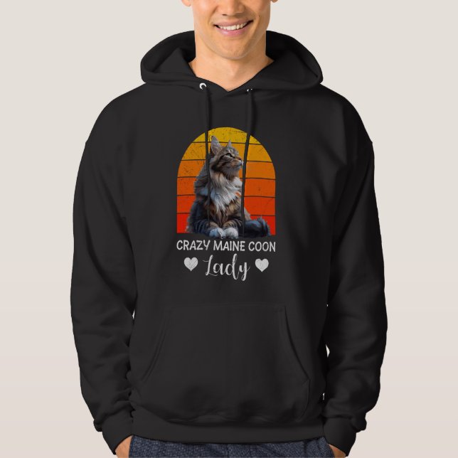 Maine Coon Owner CRAZY MAINE COON LADY Cat Mommy Hoodie (Front)