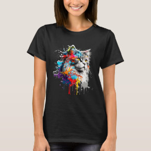 Maine Coon Paint Splatter Cat Splatter Paint T-Shirt