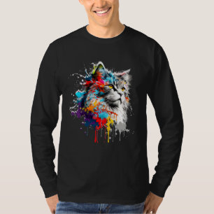 Maine Coon Paint Splatter Cat  Splatter Paint T-Shirt