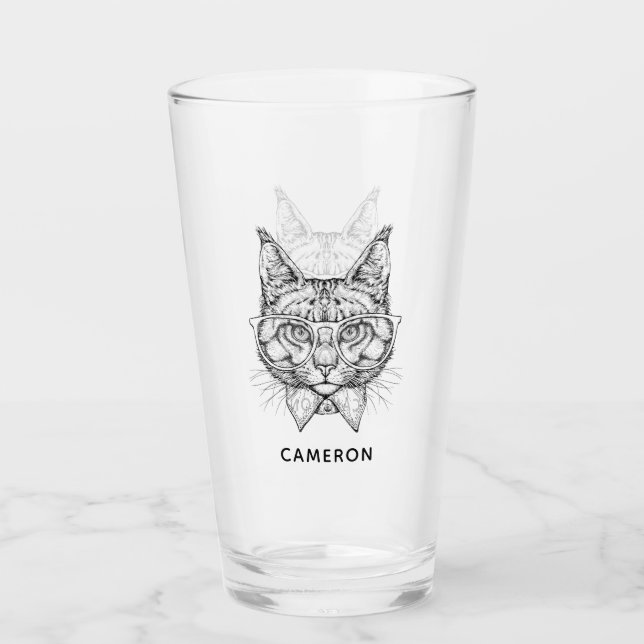 Maine Coon Portrait | Add Your Name Glass (Front)