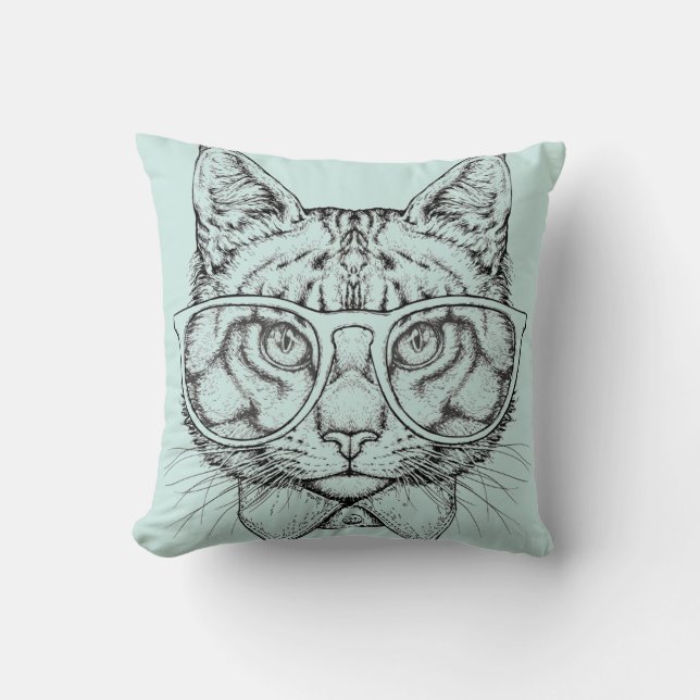 Maine Coon Portrait Throw Pillow (Front)