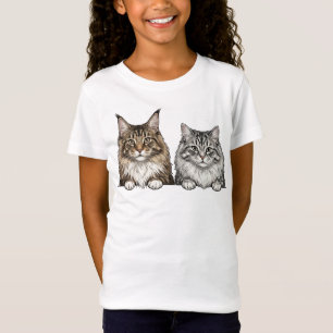 Maine Coon & Silver Tabby Cat lover T-Shirt