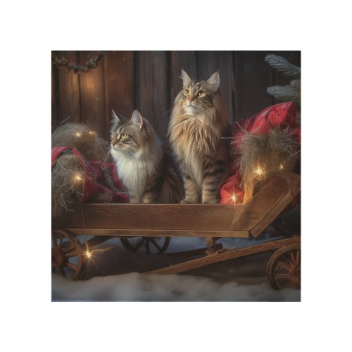 Maine Coon Snowy Sleigh Christmas Decor