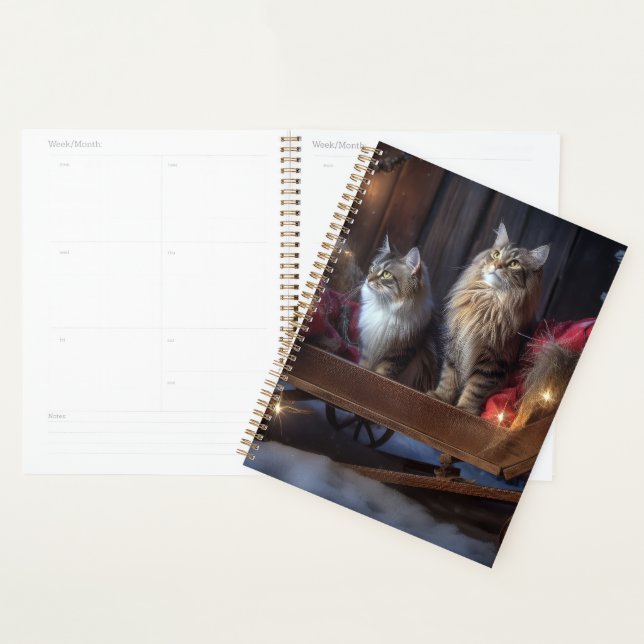 Maine Coon Snowy Sleigh Christmas Decor Planner (Display)