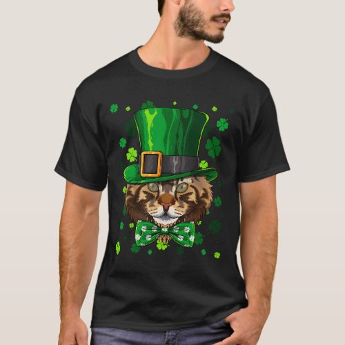 Maine Coon St Patricks Day Cat Leprechaun Hat Sham T_Shirt