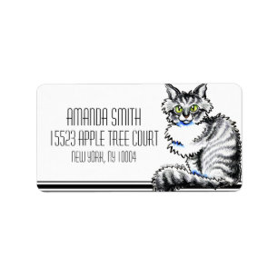 Maine Coon Tabby Cat Off-Leash Art™ Tuxedo Label