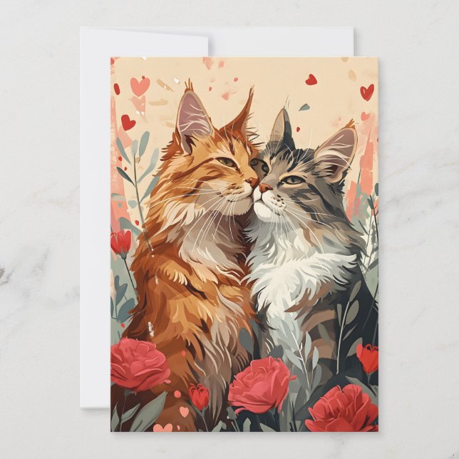 Maine Coon Valentine's Day  Holiday Card (Front)
