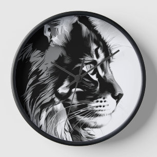 Maine Coon Wall Clock: Black & White Cat Home Deco Clock