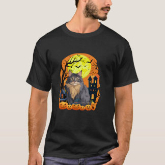 Maine Coon With Pumpkins Funny Scary Halloween Par T-Shirt