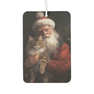 Maine Coon With Santa Claus Festive Christmas Air Freshener