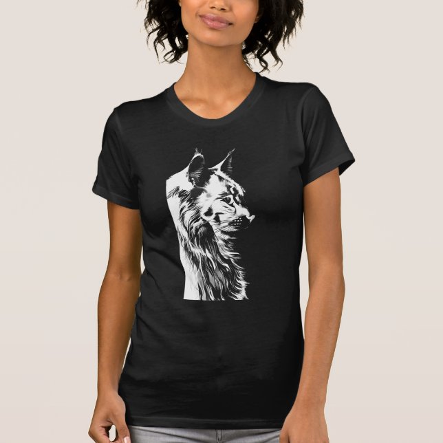 Maine Coon Women's Slim Fit Black B+C Tee (Front)