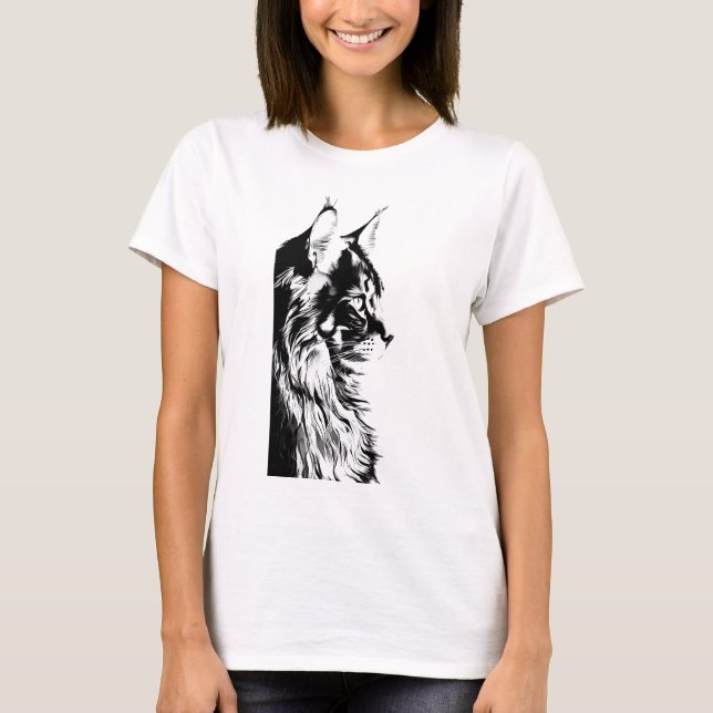 Maine Coon Women's White T-Shirt Cat Print (Front)