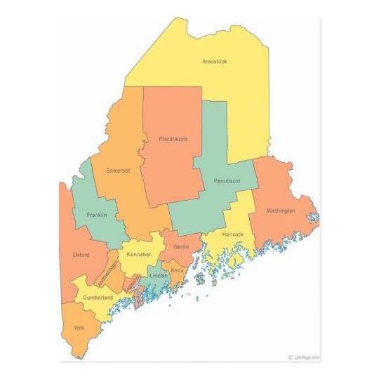 Maine County Map Postcard | Zazzle.com