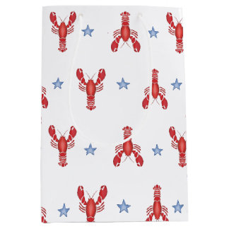 Maine Event Lobster Preppy Seaside Coastal Medium Gift Bag