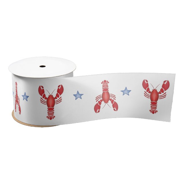 Maine Event Lobster Preppy Seaside Coastal Satin Ribbon (Spool)