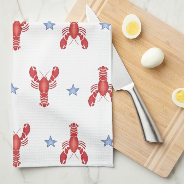 Maine Event Lobster Shack Preppy Seaside Coastal Kitchen Towel (Quarter Fold)
