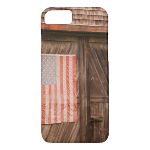 Maine, Faded American flag on door of old barn iPhone 8/7 Case