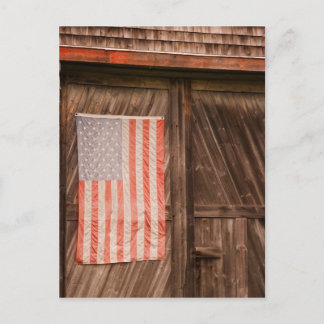 Maine, Faded American flag on door of old barn Postcard