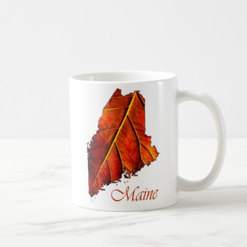 Maine Fall Foliage Orange Colored Leaf Coffee Mug