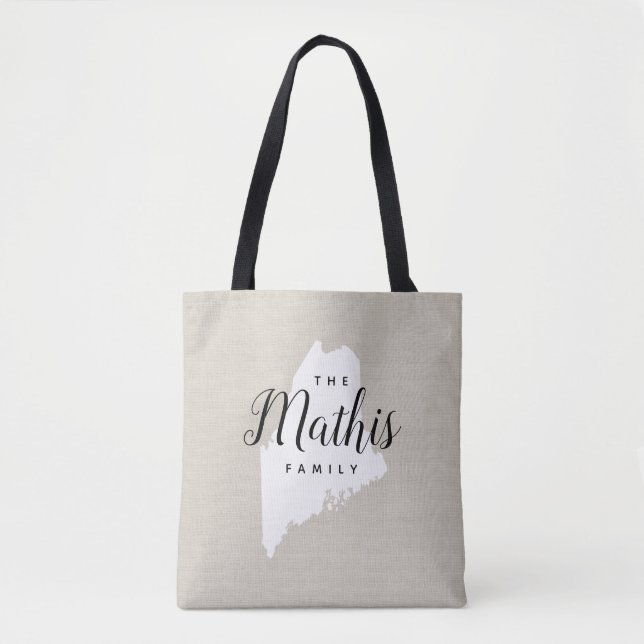 Maine Family Monogram State Tote Bag (Front)